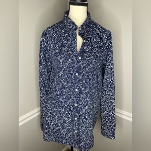 Lands' End Blue and White Floral Shirt